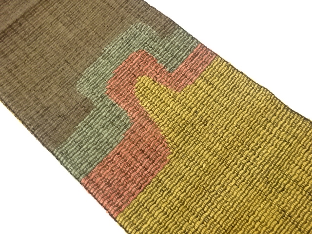 JAPANESE NAGOYA OBI / PULP CLOTH / WOVEN ABSTRACT STRIPE